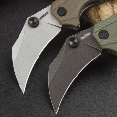 Kershaw 2064 Outlier Assisted Flipper Knife 2.6" 8Cr13Mov Karambit, Textured Black GFN Handles with Pinky Ring, Liner Lock