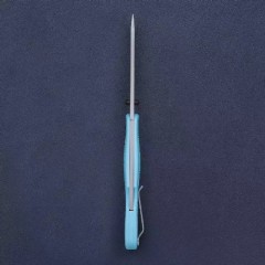 KA-BAR 5698SF USSF Space Force Corser Folding Knife 3.39" AUS-8A Gray Tanto Blade, Textured Blue GFN Handles