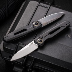 Kershaw 7550 Launch 11 AUTO Folding Knife 2.75" BlackWashed CPM-154 Tanto Blade, Black Aluminum Handles