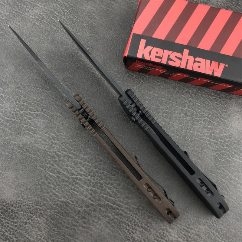 Kershaw 7600 Auto Folding Knife 3.35" Working Finish 8Cr13mov Drop Point Blade, G10 Handles