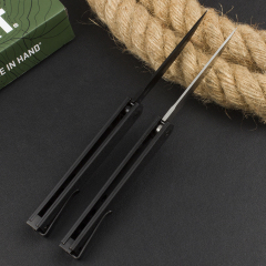 CRKT 7097 Rogers CEO Gentleman's Flipper Knife 3.35" 8Cr13mov Satin Plain Blade, Black ABS Handles, Liner Lock