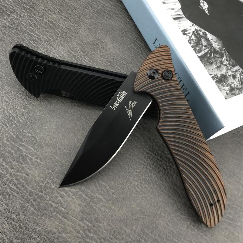 Kershaw 7600 Auto Folding Knife 3.35" Working Finish 8Cr13mov Drop Point Blade, G10 Handles