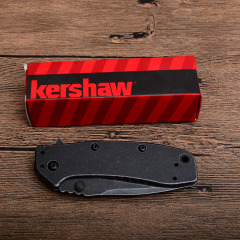 Kershaw 1556BW Folding Knife 2.83" Working Finish 8Cr13mov Drop Point Blade, Black Steel Handles