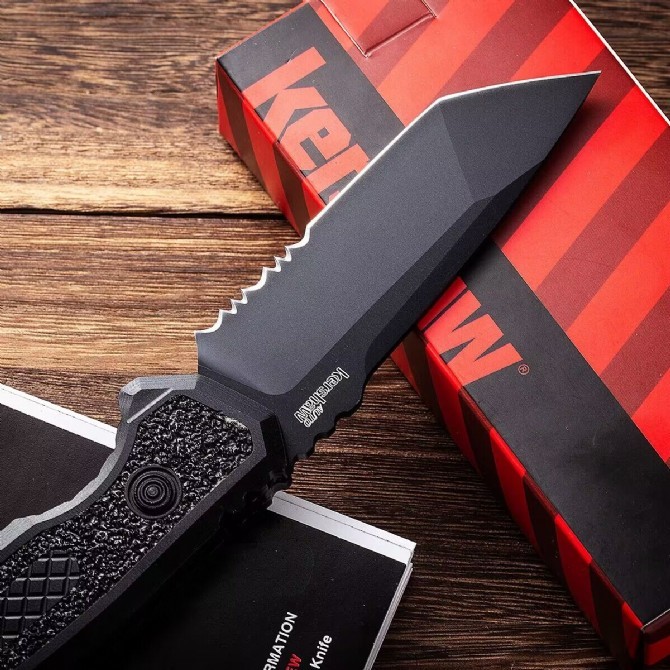 Kershaw 7105BLK Auto Folding Knife 3.35" Working Finish 8Cr13mov Drop Point Blade, Aluminum alloy Handles