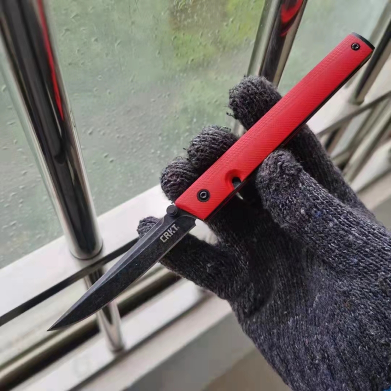 CRKT 7096 Red Rogers CEO Gentleman's Folding Knife 3.15" D2 Satin Plain Blade, Red G10 Handles