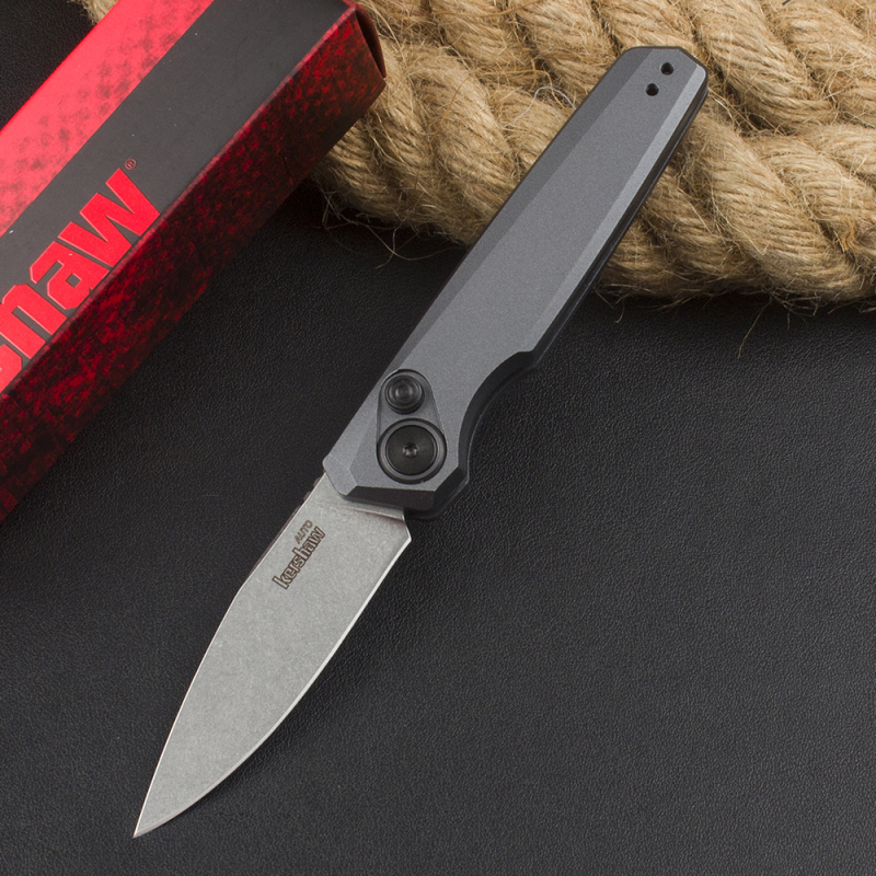 Kershaw 7551BLK Launch 18 AUTO Folding Knife 2.79" CPM-154 Drop Point Blade, Black Aluminum Handles