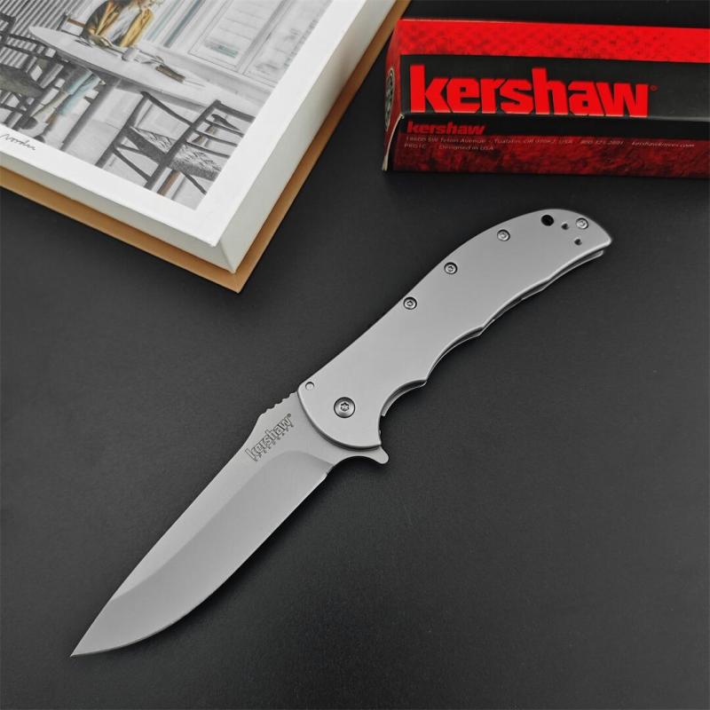Kershaw 3655BW Folding Knife 3.35" Working Finish 8Cr13mov Drop Point Blade, Aluminum Handles
