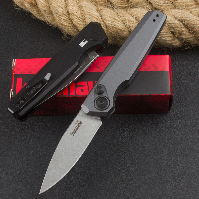 Kershaw 7551BLK Launch 18 AUTO Folding Knife 2.79" CPM-154 Drop Point Blade, Black Aluminum Handles