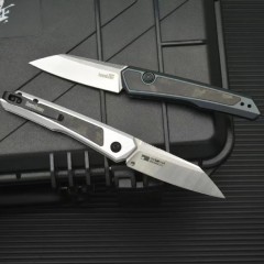 Kershaw 7050 Launch 20 AUTO Folding Knife 3" CPM-MagnaCut Two-Tone Reverse Tanto Blade, Clear Anodized Aluminum Handles with Carbon Fiber Inlays