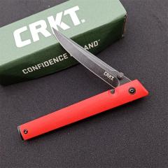 CRKT 7096 Red Rogers CEO Gentleman's Folding Knife 3.15" D2 Satin Plain Blade, Red G10 Handles