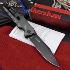 Kershaw 7900GRYBLK Launch 7 AUTO Folding Knife 3.75" Black CPM-154 Clip Point Blade, Aluminum Handles - Tim Galyean Design