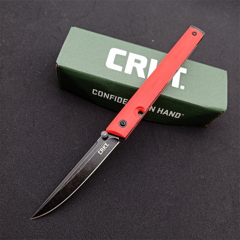 CRKT 7096 Red Rogers CEO Gentleman's Folding Knife 3.15" D2 Satin Plain Blade, Red G10 Handles