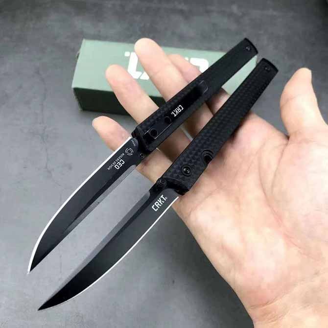 CRKT 7096 Rogers CEO Gentleman's Folding Knife 3.15" 8Cr13 Satin Plain Blade, Black GRN Handles