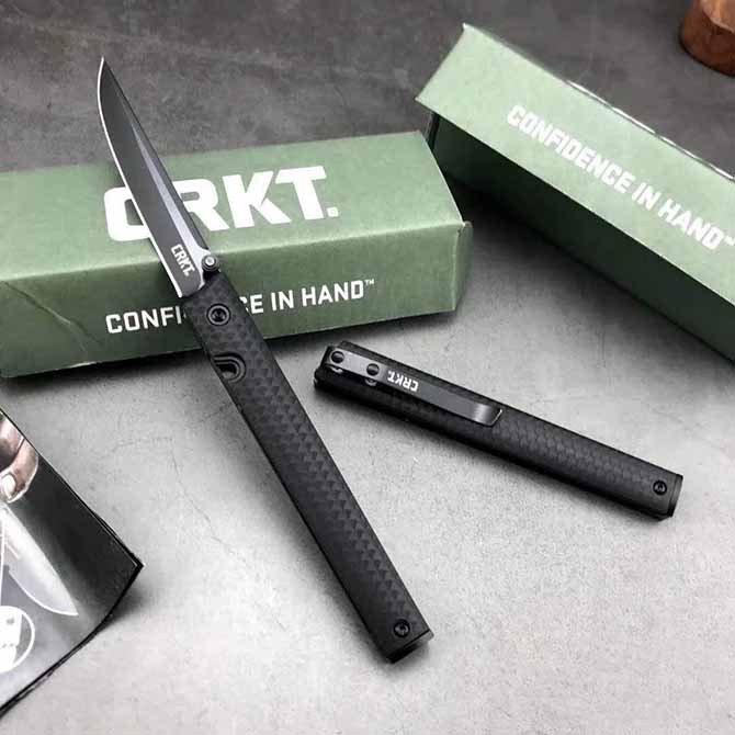 CRKT 7096 Rogers CEO Gentleman's Folding Knife 3.15" 8Cr13 Satin Plain Blade, Black GRN Handles