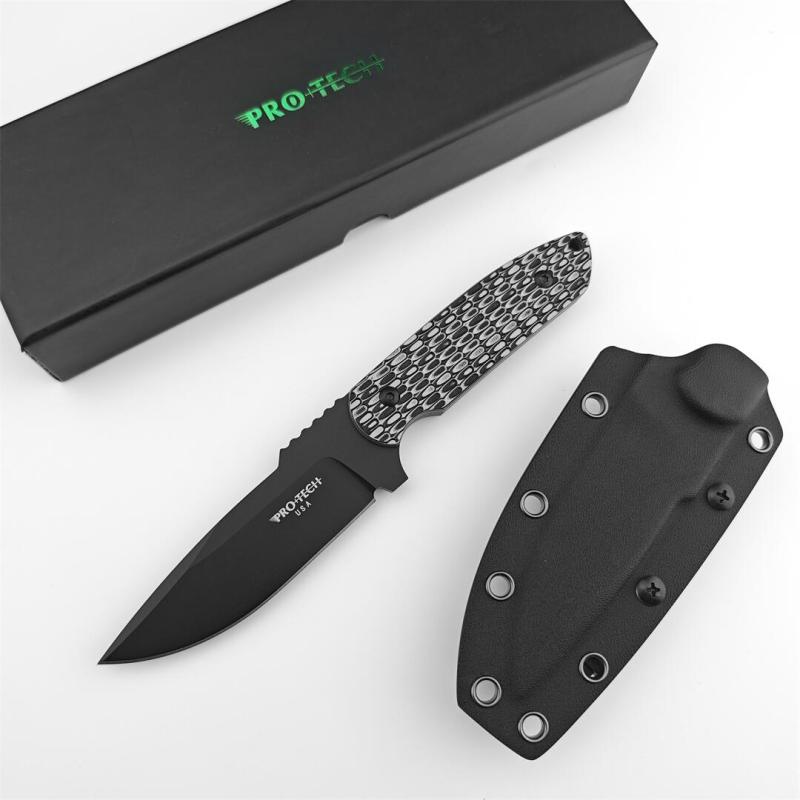 Pro-Tech Rockeye PR-2 Fixed Blade Knife 3.82" D2 DLC Plain Blade, G10 Handles