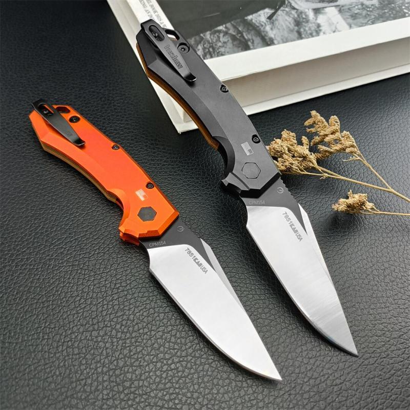Kershaw 7851 Launch 19 AUTO Folding Knife 3.3" CPM-154 Two-Tone Clip Point Blade, Black Anodized Aluminum Handles with Earth Brown G10 Scale
