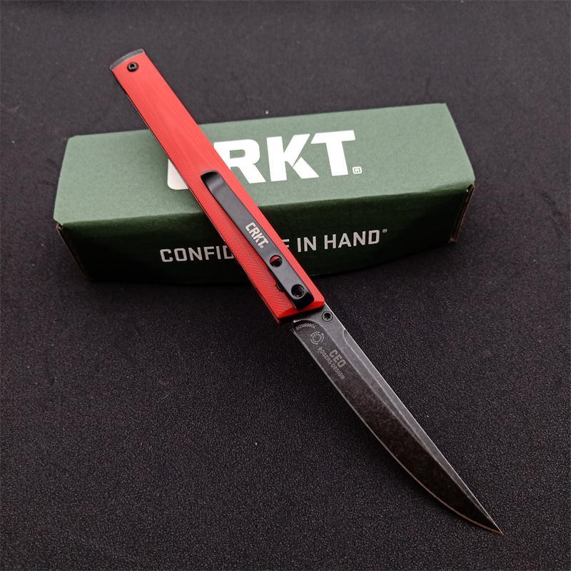 CRKT 7096 Red Rogers CEO Gentleman's Folding Knife 3.15" D2 Satin Plain Blade, Red G10 Handles