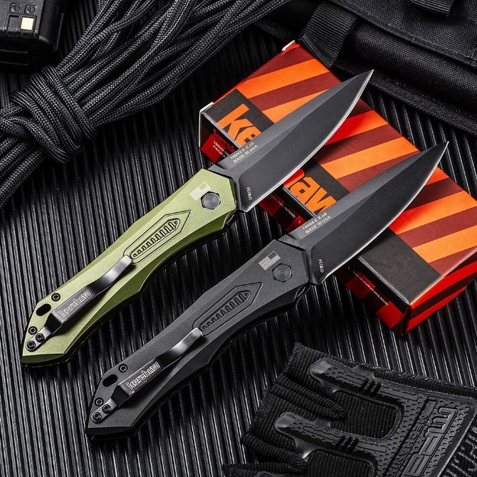 Kershaw 7800BLK Launch 6 AUTO Folding Knife 3.75" CPM-154 Black DLC Blade, Aluminum Handles