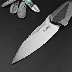 Kershaw 5500 Collateral KVT Assisted Flipper Knife 3.4" D2 Two-Tone Drop Point Blade, Stainless Steel Handles with Carbon Fiber Insert, Frame Lock