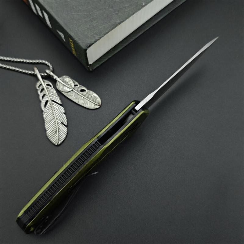 Kershaw 1776OLSW Link Assisted Flipper Knife 3.25" CPM-MagnaCut Stonewashed Plain Blade, Olive Aluminum Handles, Liner Lock