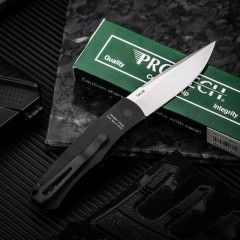 Pro-Tech Magic AUTO Folding Knife 3.07" 154CM DLC Plain Blade, Black Aluminum+Carbon Fiber Handles
