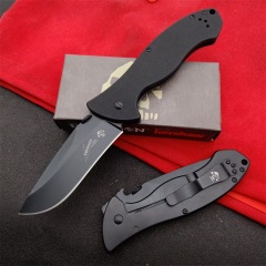 Kershaw Emerson 6045BLK Folding Knife 3.54" Working Finish 8Cr13mov Drop Point Blade, Black G10 Handles