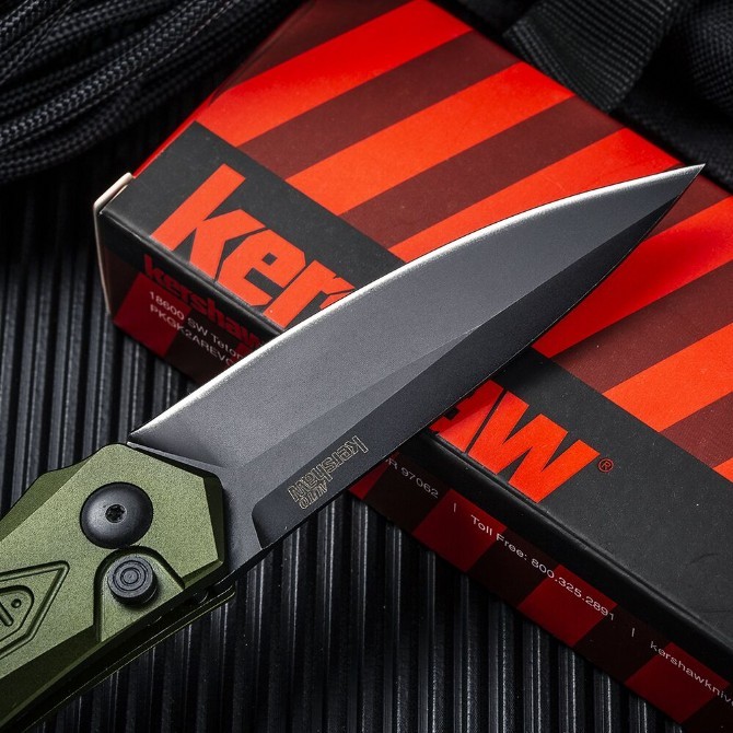 Kershaw 7800BLK Launch 6 AUTO Folding Knife 3.75" CPM-154 Black DLC Blade, Aluminum Handles