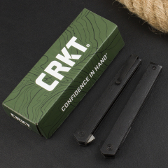 CRKT 7097 Rogers CEO Gentleman's Flipper Knife 3.35" 8Cr13mov Satin Plain Blade, Black ABS Handles, Liner Lock