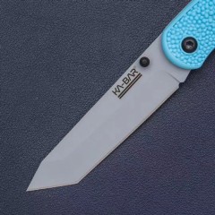 KA-BAR 5698SF USSF Space Force Corser Folding Knife 3.39" AUS-8A Gray Tanto Blade, Textured Blue GFN Handles