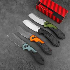 Kershaw 7850 Launch 14 AUTO Folding Knife 3.375" CPM-154 Stonewashed Cleaver Blade, Anodized Aluminum Handles with Carbon Fiber Scale - 7850SW