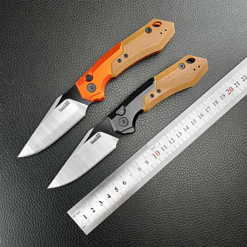 Kershaw 7851 Launch 19 AUTO Folding Knife 3.3" CPM-154 Two-Tone Clip Point Blade, Black Anodized Aluminum Handles with Earth Brown G10 Scale
