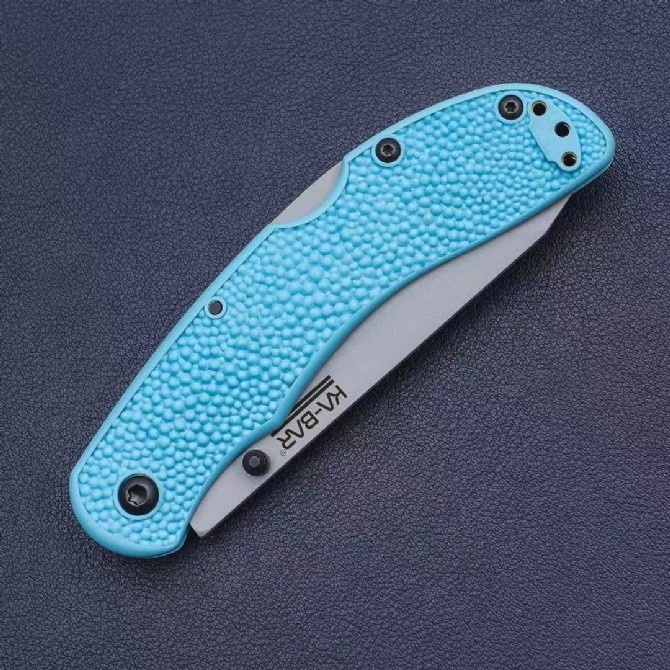 KA-BAR 5698SF USSF Space Force Corser Folding Knife 3.39" AUS-8A Gray Tanto Blade, Textured Blue GFN Handles