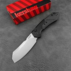 Kershaw 7850 Launch 14 AUTO Folding Knife 3.375" CPM-154 Stonewashed Cleaver Blade, Anodized Aluminum Handles with Carbon Fiber Scale - 7850SW