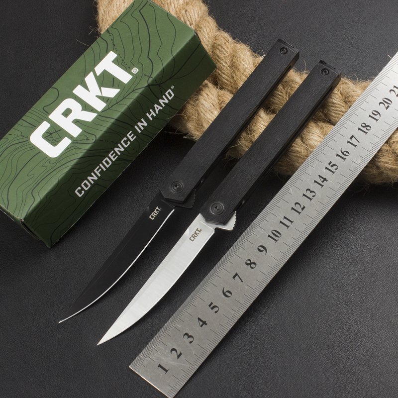 CRKT 7097 Rogers CEO Gentleman's Flipper Knife 3.35" 8Cr13mov Satin Plain Blade, Black ABS Handles, Liner Lock