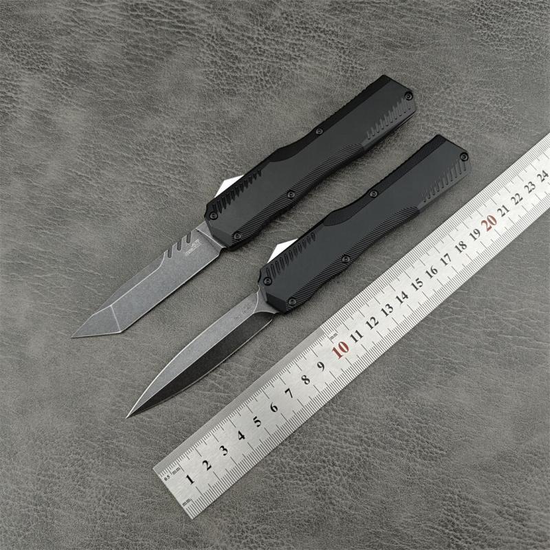 Kershaw 9000DE Matt Diskin Livewire OTF AUTO Knife 3.45" CPM-MagnaCut Black PVD Double Edge Dagger Blade, Black Aluminum Handles