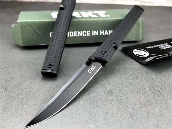CRKT 7096 Rogers CEO Gentleman's Folding Knife 3.15" 8Cr13 Satin Plain Blade, Black GRN Handles