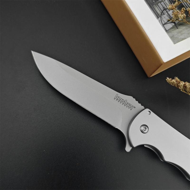 Kershaw 3655BW Folding Knife 3.35" Working Finish 8Cr13mov Drop Point Blade, Aluminum Handles