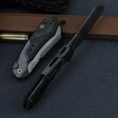 Kershaw 7850 Launch 14 AUTO Folding Knife 3.375" BlackWashed CPM-154 Cleaver Blade, Gray Anodized Aluminum Handles with Carbon Fiber Scale