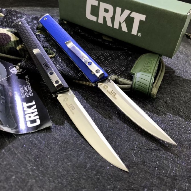 CRKT 7096 Rogers CEO Gentleman's Folding Knife 3.15" 8Cr13 Satin Plain Blade, Black GRN Handles