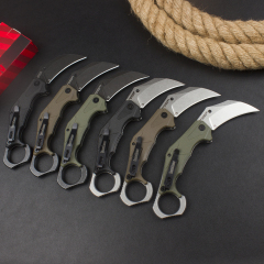 Kershaw 2064 Outlier Assisted Flipper Knife 2.6" 8Cr13Mov Karambit, Textured Black GFN Handles with Pinky Ring, Liner Lock