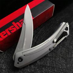 Kershaw 1225 Reverb XL Folding Knife 3" Black Upswept Blade, Blue-Gray G10 Handle with Carbon Fiber Overlay, Frame Lock