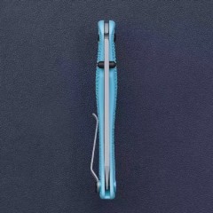 KA-BAR 5698SF USSF Space Force Corser Folding Knife 3.39" AUS-8A Gray Tanto Blade, Textured Blue GFN Handles