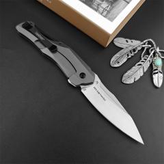 Kershaw 5500 Collateral KVT Assisted Flipper Knife 3.4" D2 Two-Tone Drop Point Blade, Stainless Steel Handles with Carbon Fiber Insert, Frame Lock