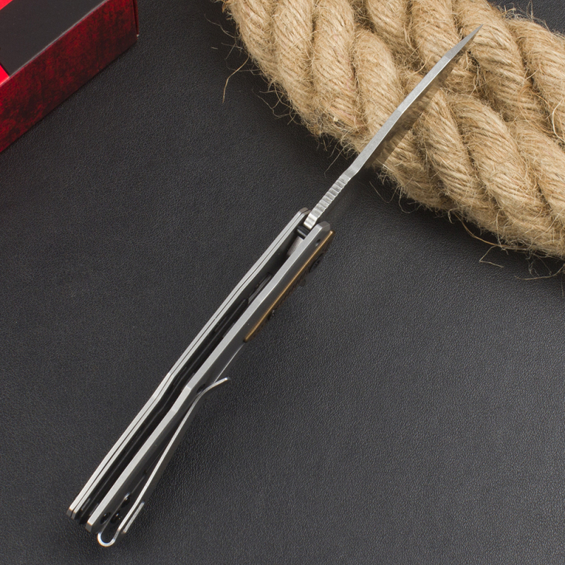 Kershaw 2095 Endgame KVT Flipper Knife 3.25" D2 Stonewashed Drop Point Blade, Stainless Steel Handles with Black GFN Insert