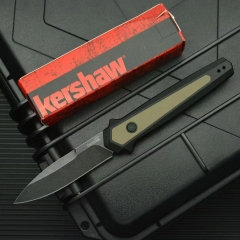 Kershaw 7950 Launch 15 AUTO Folding Knife 3.5" CPM-MagnaCut Spear Point Blade, Black Aluminum Handles with Canvas Micarta Inlays