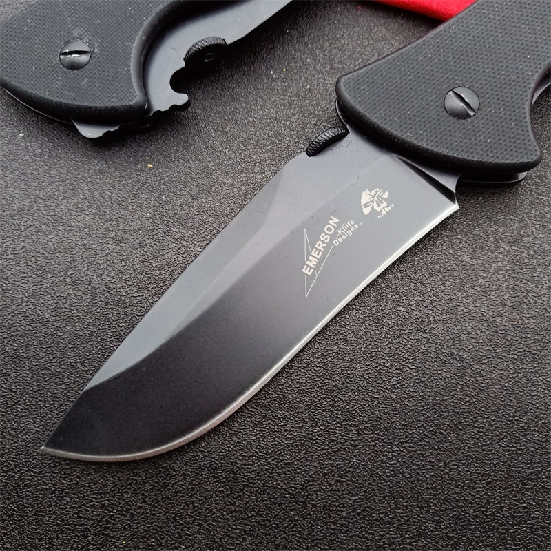 Kershaw Emerson 6045BLK Folding Knife 3.54" Working Finish 8Cr13mov Drop Point Blade, Black G10 Handles