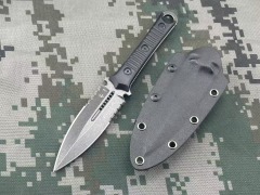 Microtech SBD201 Borka Fixed Blade Knife 4.33" M390 Dagger Blade Milled Black G10 Handles