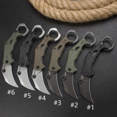 Kershaw 2064 Outlier Assisted Flipper Knife 2.6" 8Cr13Mov Karambit, Textured Black GFN Handles with Pinky Ring, Liner Lock