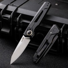 Kershaw 7550 Launch 11 AUTO Folding Knife 2.75" BlackWashed CPM-154 Tanto Blade, Black Aluminum Handles