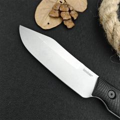 Kershaw 1083 Camp 5 Fixed Blade Knife 4.75" D2 Stonewashed Bowie, Black GFN Handles, Black GFN Sheath